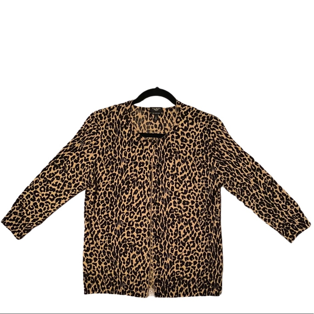 Talbots Cheetah Marino Wool Cardigan